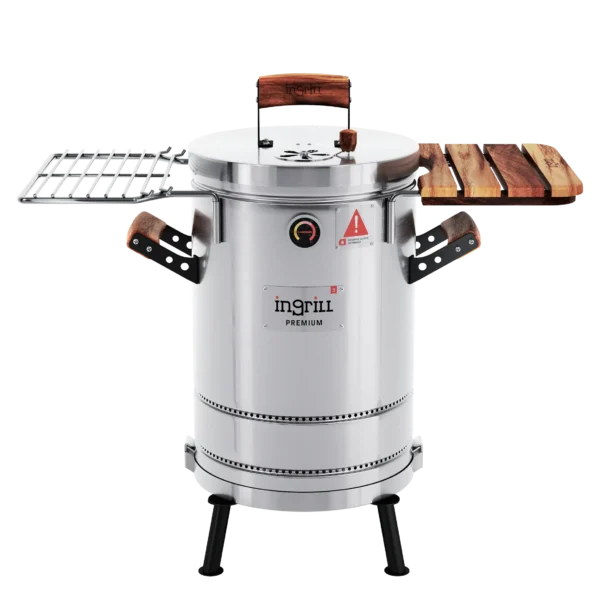 barril ahumador pequeño con parrillas