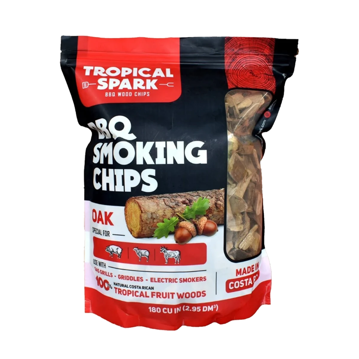 chips o astillas de olor a roble para asador en barril ahumador