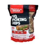 chips o astillas de olor a roble para asador en barril ahumador