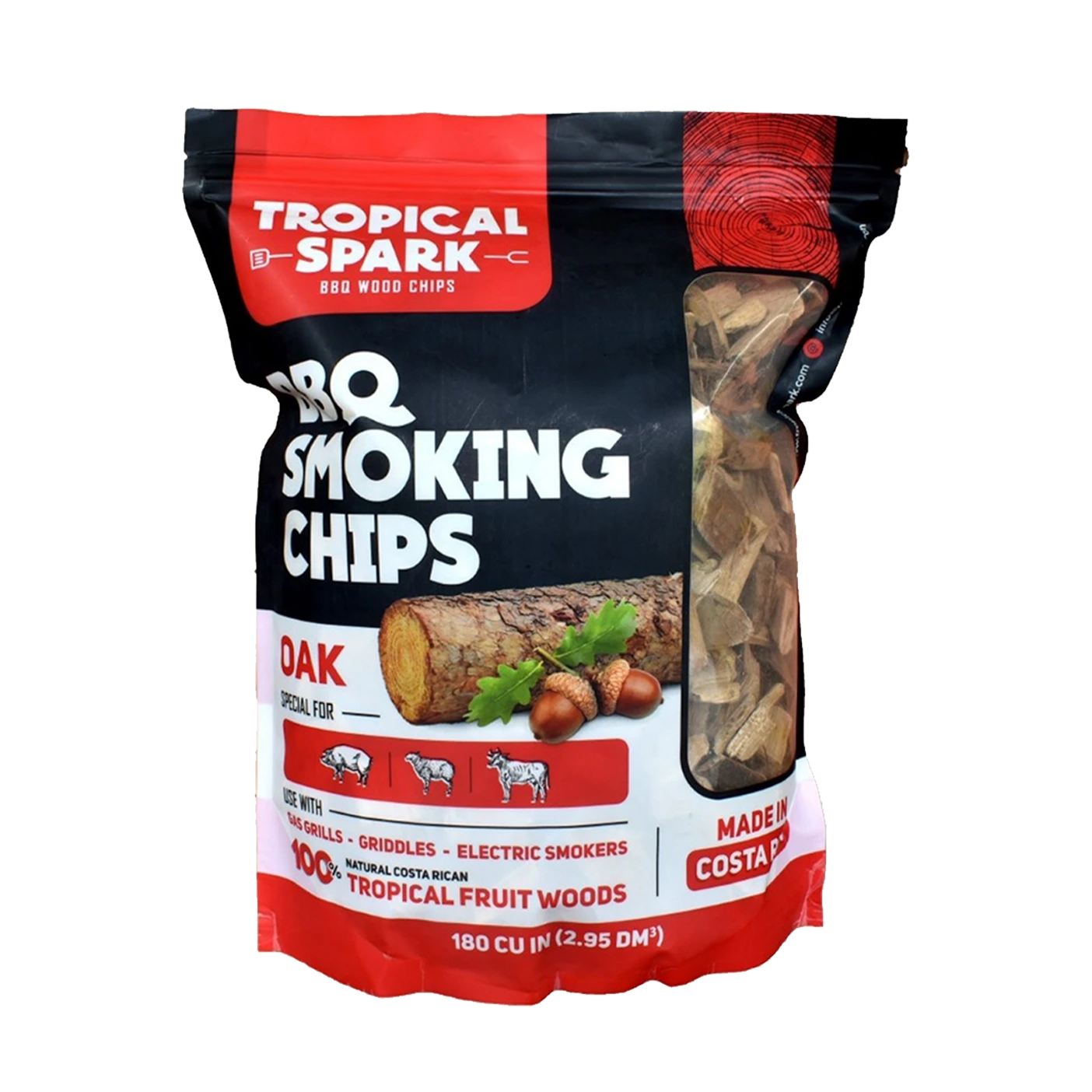chips o astillas de olor a roble para asador en barril ahumador
